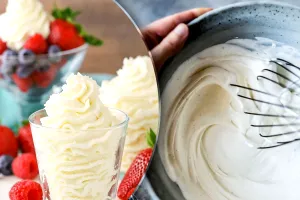 Cremă de mascarpone rapidă. Se face doar din trei ingrediente, secretul pentru un gust ca la cofetărie