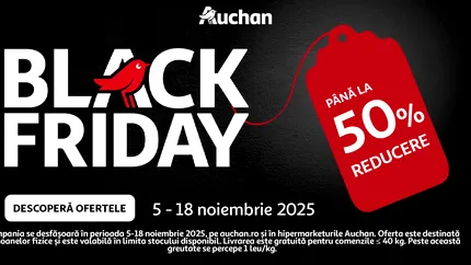 Auchan dă startul Black Friday 2025: peste 1.500 de produse cu reduceri de până la 50% în magazine și pe auchan.ro