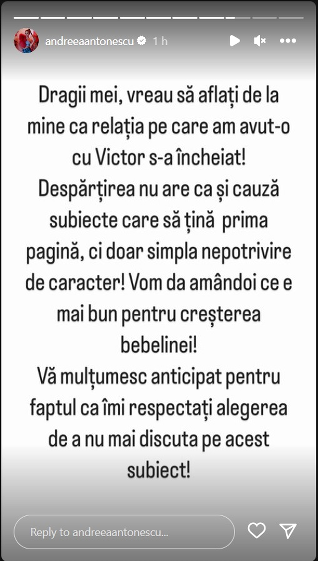 Andreea Antonescu s-a despărțit de tatăl fetiței ei