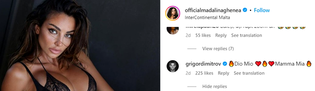 Cum a reactionat Grigor Dimitrov la pozele cu Madalina Ghenea