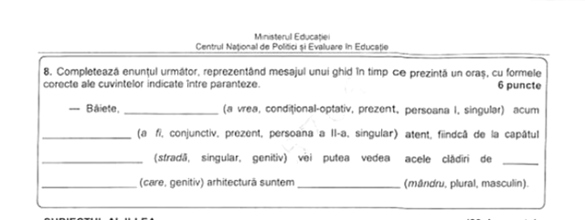 Exercițiu Limba română