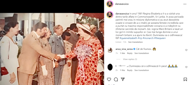 Momentul în care părinții Danei Săvuică au dat mâna cu Regina Elisabeta a II-a