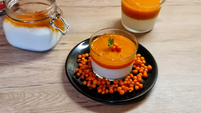 Panna cotta cu jeleu de cătină. Un desert savuros, ideal pentru copii