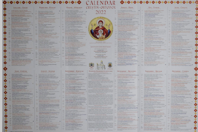 Calendar ortodox decembrie 2022