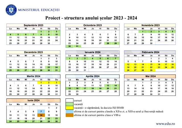 Calendarul anului școlar 2023-2024