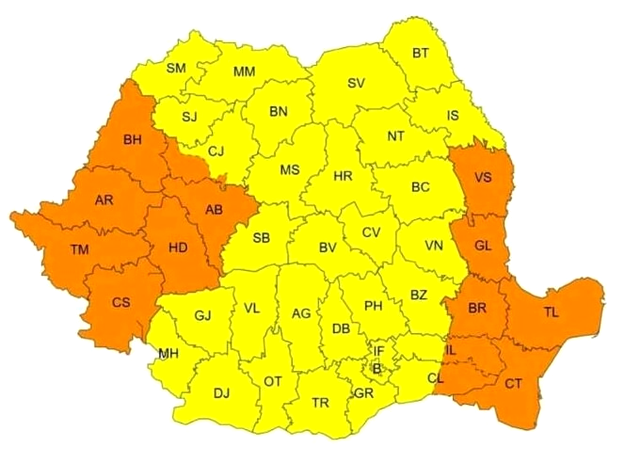 Cod galben și portocaliu de furtuni
