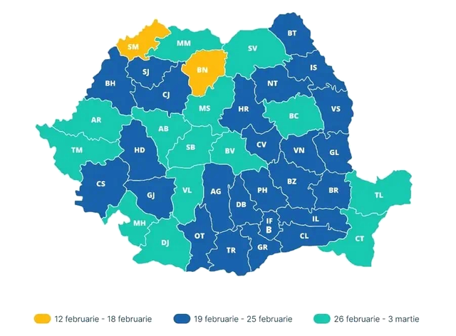 Când au elevii vacanța mobilă în anul școlar 2023-2024. Harta cu perioadele alese de inspectoratele școlare