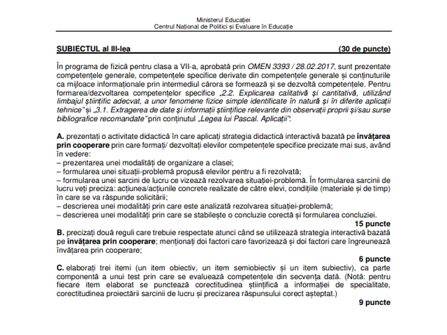 Subiecte - Fizică