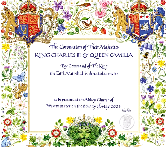 Invitația la ceremonia încoronării regelui Charles