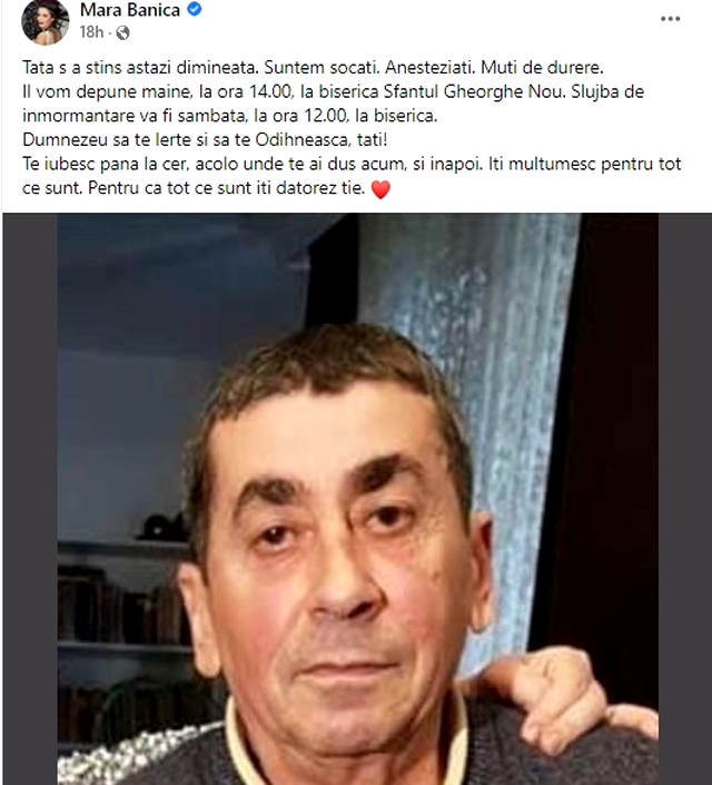 A murit tatăl Marei Bănică