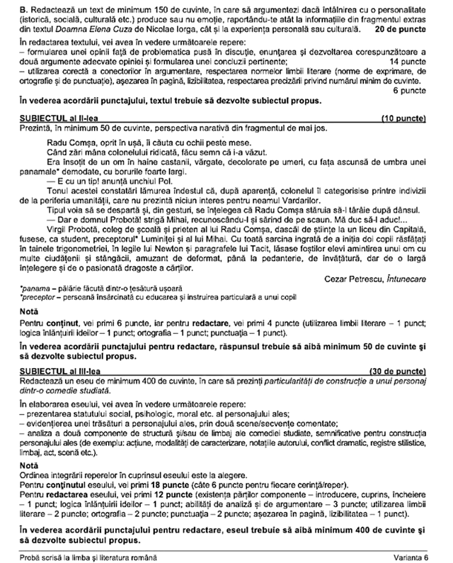 Subiecte Bacalaureat