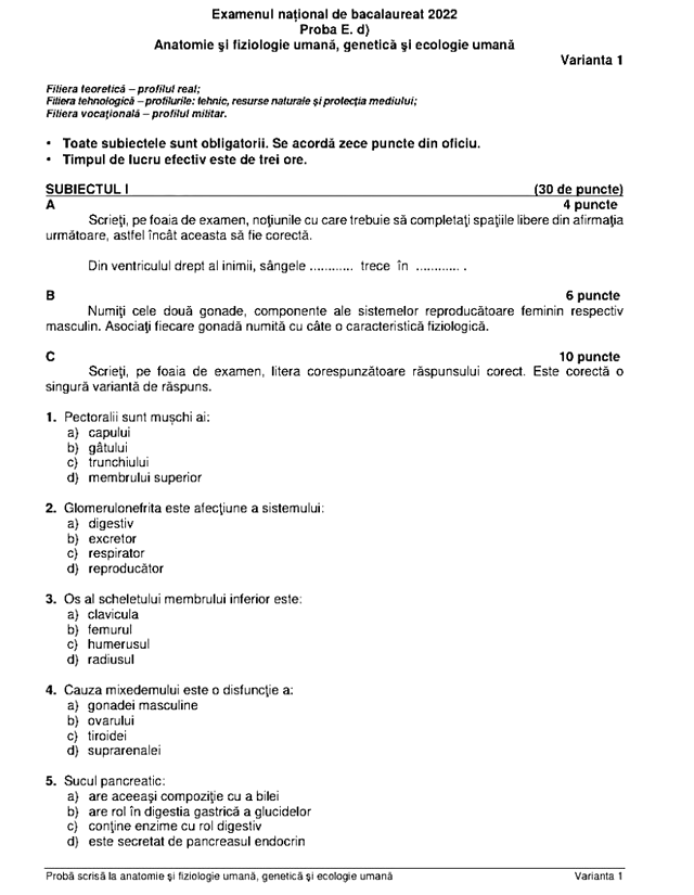 Subiecte anatomie