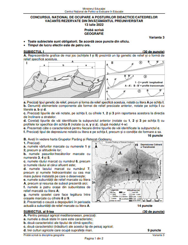 Subiecte - Geografie
