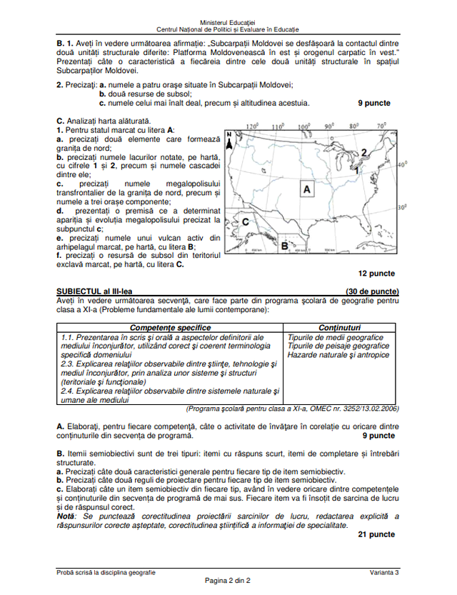 Subiecte - Geografie