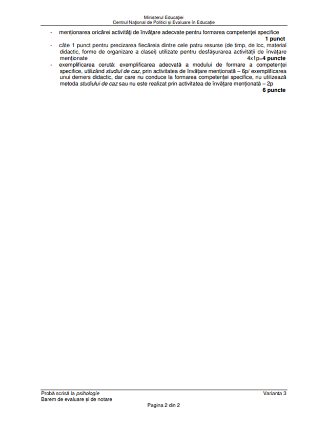 Subiecte Titularizare 2022 - Psihologie