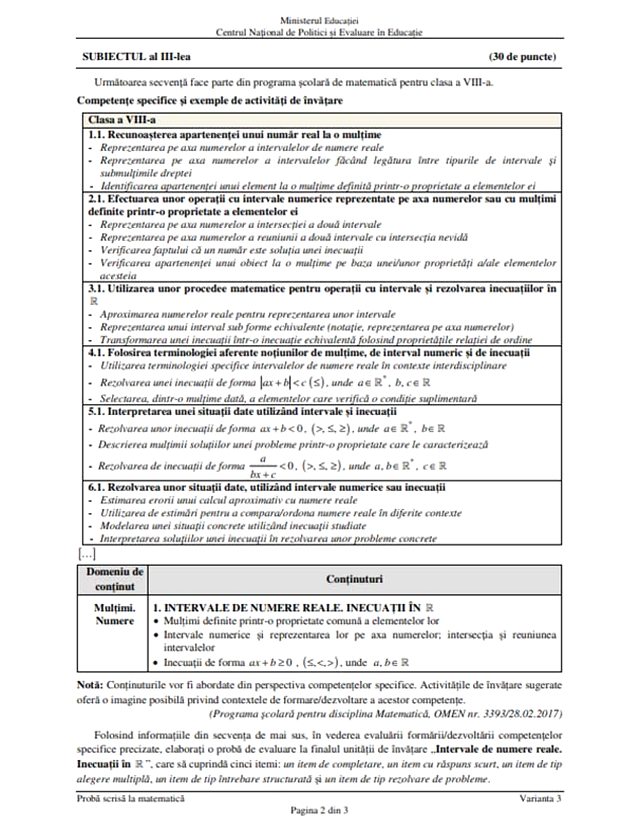 Subiecte Titularizare 2022 - Matematică