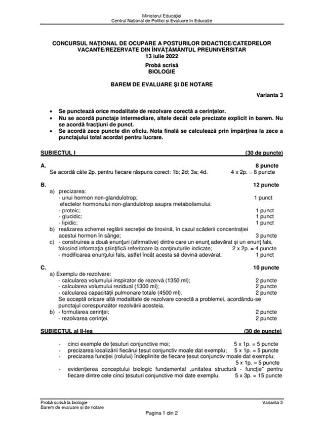 Subiecte - Biologie