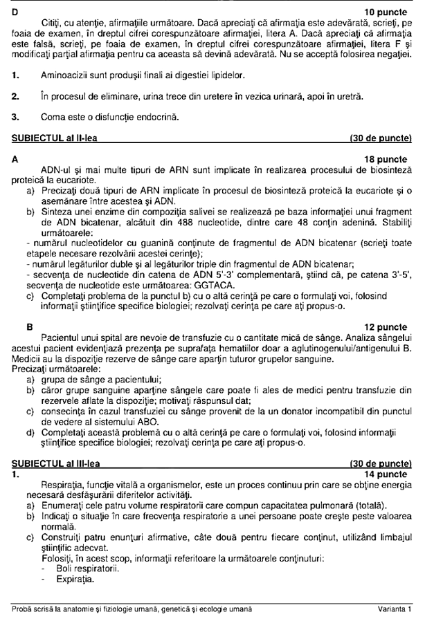 Subiecte anatomie
