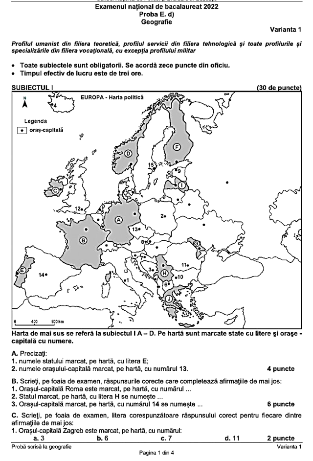 Subiecte geografie