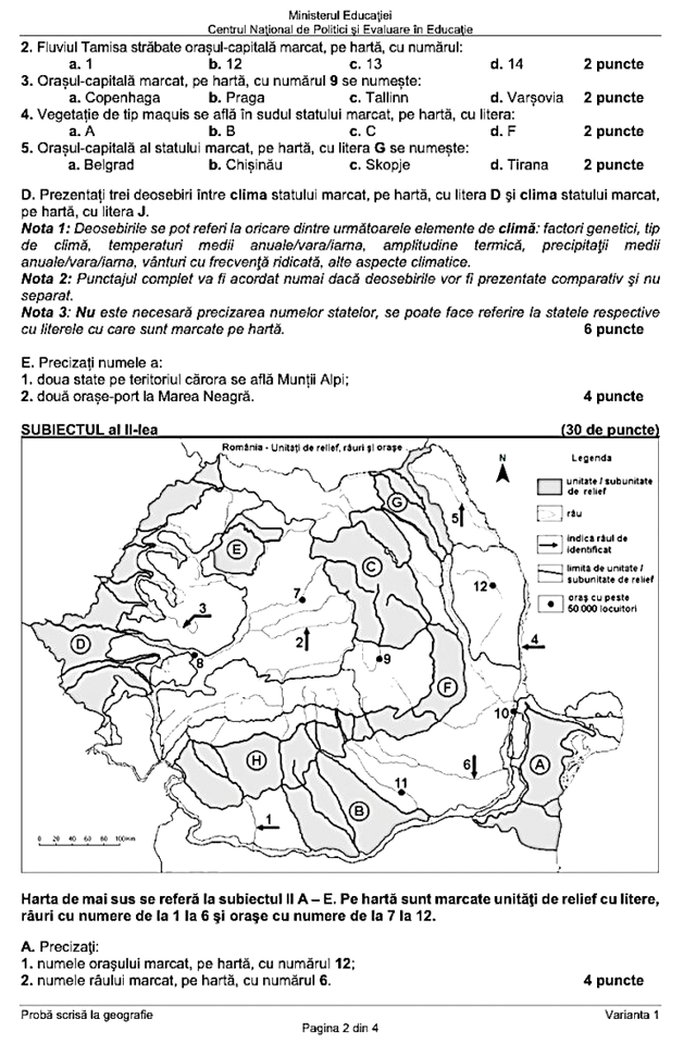 Subiecte geografie