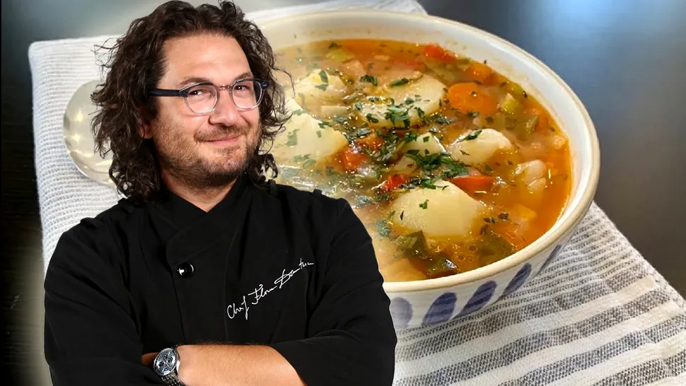 Ce să adaugi în ciorba de cartofi și afumătură ca să iasă și mai gustoasă. Rețeta specială a lui chef Florin Dumitrescu