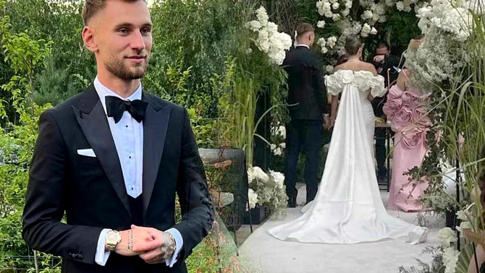 Cum a arătat rochia de mireasă a soției fotbalistului Denis Drăguș. Vanessa a fost superbă în ziua nunții FOTO